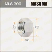 Гайка колесная Masuma MLS-209, открытая, для грузовиков Isuzu, M22x1.5(L), длина 17.8мм, плоская посадка, под ключ 32мм