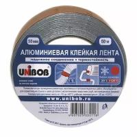 Клейкая лента алюминиевая 50 мм х 50 м, морозостойкая, европодвес, UNIBOB, 67668