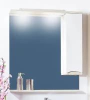 Бриклаер Зеркальный шкаф Бриклаер Токио 80 см, цвет: светлая лиственница, белый глянец