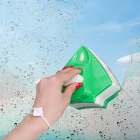 Магнитная щетка для мытья окон с двух сторон, с регулятором толщины стекла 3-22 мм, цвет зеленый