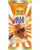 Шоколад молочный Alpen Gold Max Fun Манго, ананас, маракуйя, взрывная карамель, шипучие шарики