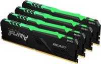 Оперативная память Kingston 64GB 3200MHz DDR4 CL16 DIMM (Kit of 4) 1Gx8 FURY Beast RGB KF432C16BB1AK4/64