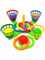Игровой набор, Кольцеброс, Крестовой, Зеленый, Игра детская, С корзинами и шариками