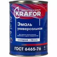 Эмаль ПФ-115 универсальная Krafor, алкидная, глянцевая, 0,8 кг, бирюзовая