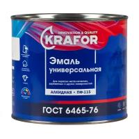 Эмаль ПФ-115 универсальная Krafor, алкидная, глянцевая, 1,8 кг, желтая