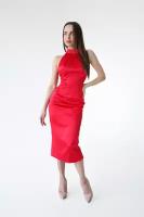 Атласное платье-футляр CLAN VI, размер S, красный