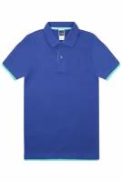 Футболка поло мужская / Blank King / Mens Hit Color Golf Polo Shirt / синий с бирюзовым / (S)