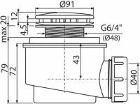 Сифон для душевого поддона Alcadrain A47CR-60