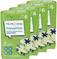 Mum & You Nappychat Premium Performance Эко-штаны для подгузников премиум-класса, размер 6 (XL), 72 подгузника, с технологией Smart Tube для дополнительной защиты от протечек