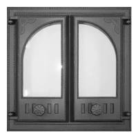 Дверца каминная FIRE WAY (480х480) 410х410 со стеклом 2-х створчатая К501