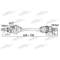 Полуось передний мост слева 27X668X60X27 ABS:46T HYUNDAI ELANTRA [SD] 11 - I30 [A5] 12 - АТ Patron PDS0498