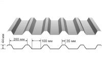 Профнастил оцинкованный НС44 0.5x1000x6000 мм