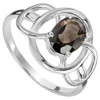 Серебряное кольцо с натуральным раухтопазом - размер 22,5 / Без покрытия