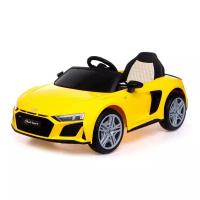 Электромобиль AUDI R8 SPYDER, EVA колеса, кожаное сидение, цвет жёлтый