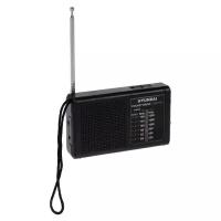 Радиоприёмники Hyundai Радиоприемник Hyundai H-PSR130, FM 87.5-108 мгЦ, 220 В, 2xAA (не в компл), AUX, чёрный