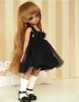 Bambicrony Cancan sleeveless dress black for dolls (Кукольное платье Канкан платье с блестками цвета)