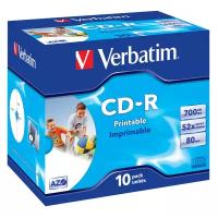 CD-R 700Mb 80min Verbatim 52x, DataLife+, jewel, printable (43325) (упаковка 10шт.)