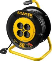 Удлинитель на катушке силовой STAYER 4 розетки 50м 55073-50 10А IP20 б/з 50 м