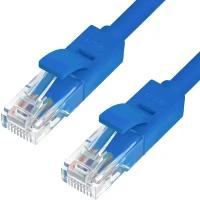 GCR Патч-корд 0.15m, кат.5e, прямой, UTP, синий, позолоченные контакты, 24 AWG, литой, ethernet high speed 1 Гбит/с, RJ45, T568B (GCR-LNC01-0.15m)