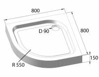 Душевой поддон 80x80 BelBagno Tray TRAY-BB-R-80-550-15-W