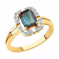 Золотое кольцо Diamant online 243032 с бриллиантом и александритом, Золото 585°, 17