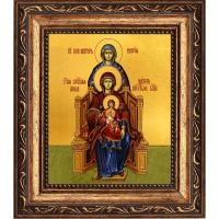 Пресвятая Богородица с Младенцем Иисусом, Анна и Мария праведные праматери. Икона на холсте. (10 х 12 см / В раме под стеклом)