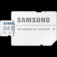 Карта памяти Samsung microSDXC 64 ГБ Class 10, V10, A1, UHS-I U1, R 130 МБ/с, адаптер на SD