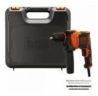 Ударная дрель Omega, 710 Вт, BLACK+DECKER BEH710K-QS БЗП + набор сверел, кейс