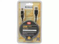 Кабель Defender Кабель USB2.0 A-B Defender USB04-06PRO 87430, с позолоченными контактами, с ферритовыми кольцами, экранированный (1.8м) (ret)