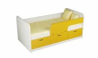 VERA-mebel детская кровать Радуга-2, 160х80см., цвет каркаса белый, фасад желтый