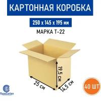 Картонная коробка для хранения и переезда RUSSCARTON, 250х145х195 мм, Т-22 бурый, 40 ед