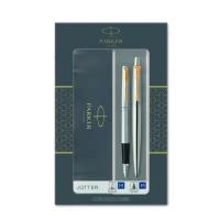 Подарочный набор из 2-х ручек Parker Jotter Stainless Steel GT перьевая+шариковая ручки 2093257