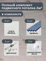 Комплект бюджетного подвесного потолка белый, матовый, универсальный 2 м.кв GOZHY