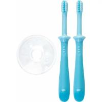 Pigeon Набор зубных щеток Training Toothbrush Set Step 4 2 шт. 18+ мес. голубой