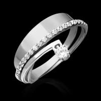 Кольцо с фианитами из белого золота 01-5302-00-401-1120-03 PLATINA jewelry, размер 17.5