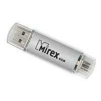 Флешки Mirex Флешка OTG Mirex SMART silver, 8 Гб, USB2.0, USB/micro USB, чт до 25 Мб/с, зап до 15 Мб/с