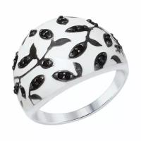 Кольцо из серебра с эмалью с чёрными фианитами от SOKOLOV 94012558 размер 17