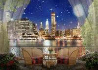 Фотообои Ночной город с видом на башню 275x386 (ВхШ), бесшовные, флизелиновые, MasterFresok арт 7-101