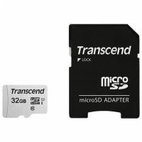 Карта памяти microSDHC 32 GB TRANSCEND UHS-I U3, комплект 3 шт., 95 Мб/сек (class 10), адаптер, TS32GUSD300S-A