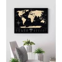 Cкретч-карта мира travel map black world в металлической раме P17-66558