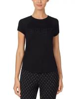 Футболка DKNY L черная с лого на груди Sleepwear Contrast-Trim Sleep T-Shirt