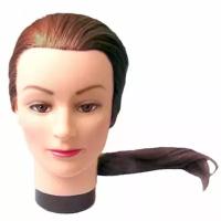 Голова-манекен учебная DEWAL, Шатенка, натуральные волосы, 40 см