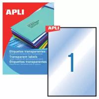 Этикетка самоклеящаяся APLI на листе формата А4, 1 этикетка, размер 210×297 мм, прозрачная, 20 л