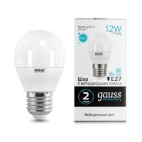 Gauss Лампа Elementary Шар 12W 920lm 4100K Е27 LED 2 шт (арт. 53222)