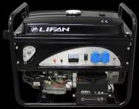 Бензиновый генератор LIFAN 6500E (5GF-4, 220В, 5/5,5 кВт, 4-х тактный, бензиновый, одноцилиндровый, с воздушным охлаждением, 13 л.с., объем 389см³, Ручной/электрический стартер, 80 кг)