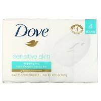 Dove, Косметическое мыло для чувствительной кожи, без отдушек, 4 шт. по 106 г (3,75 унции)