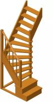 Деревянная межэтажная лестница ЛЕС-91 2925-3150 проем 1390-780, Сосна
