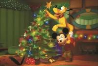 Деревянные пазлы Микки Маус, Плуто и рождественская елка Детская Логика