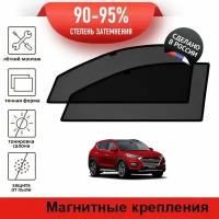 Каркасные шторки LATONIK PREMIUM на Hyundai Tucson 3, рестайлинг (2018-н.в) на передние двери на магнитах с затемнением 90-95%