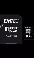 EMTEC Карта памяти EMTEC MicroSD HC 16 ГБ class 10 (с адаптером)